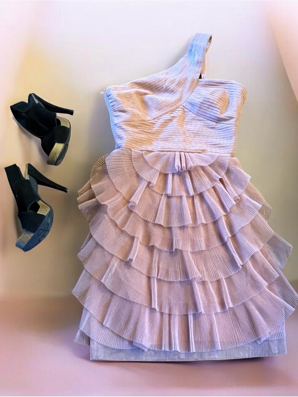 BCBGMaxAzria Blush Cocktail Dress with Gorgeous Detail Wedding Cocktail